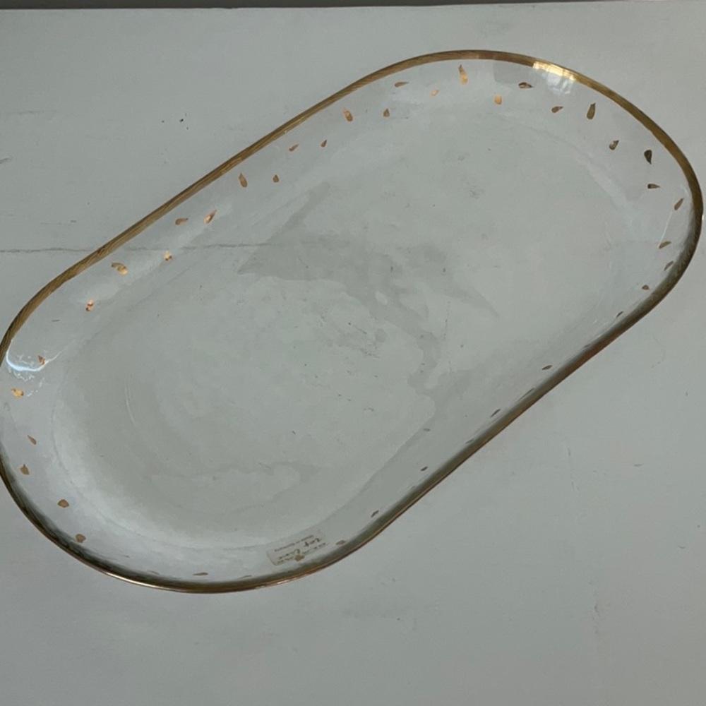 German Glass Top Line Crystal Serving Dish